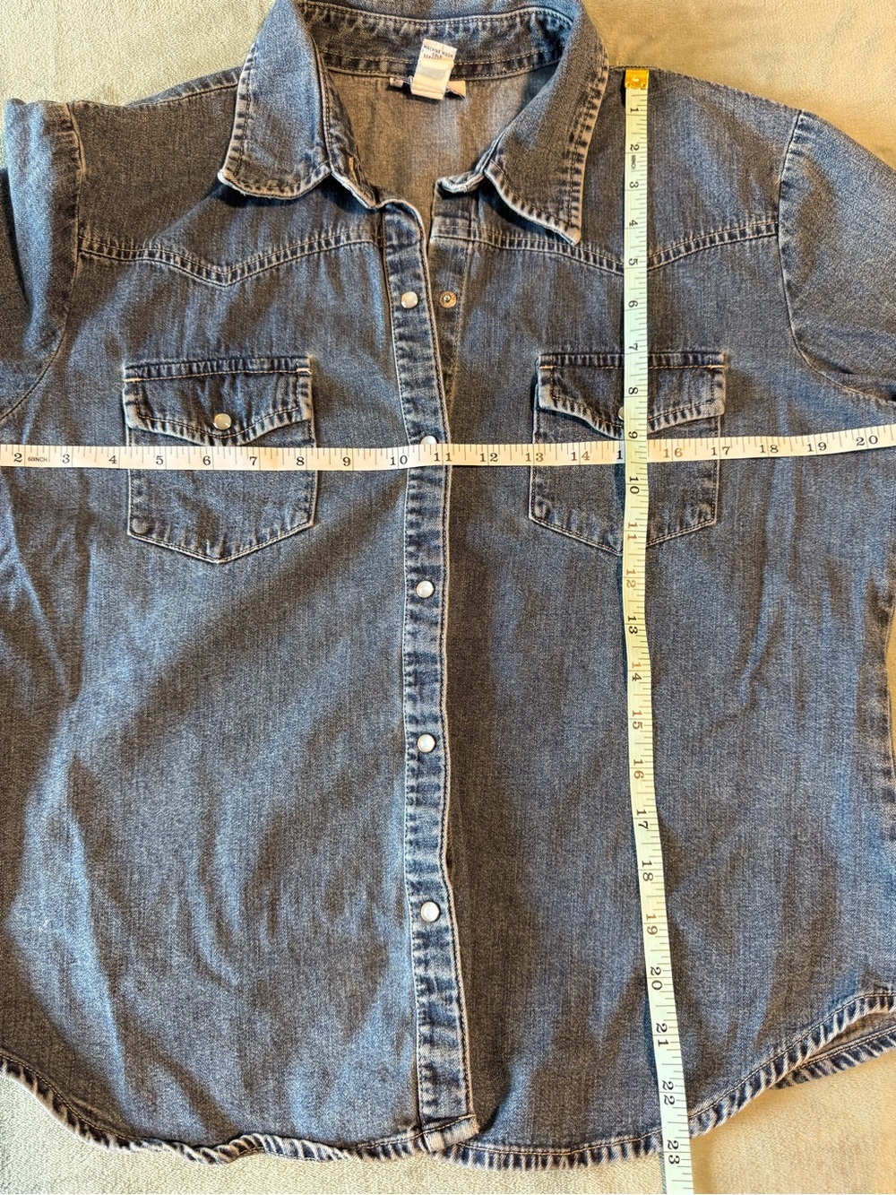Old Navy Blue Denim Button-Down Shirt - Picture 6 of 8